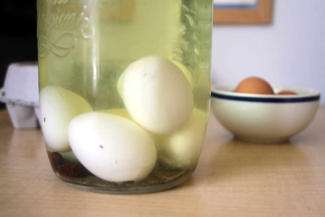 Pickled eggs will only get better with a few weeks in the fridge.