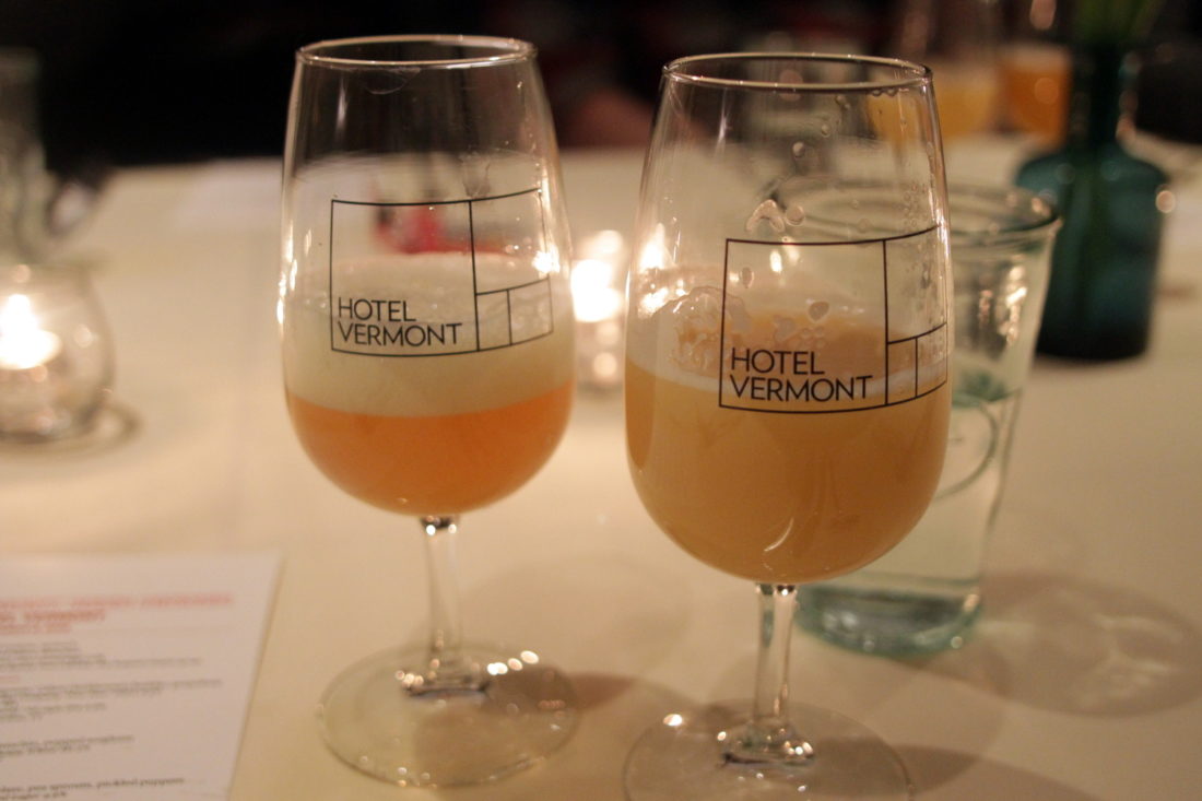 The beer list for a dinner at the Hotel Vermont included selections from Hill Farmstead, The Alchemist and a tripel made with maple sap by Lawson's Finest.