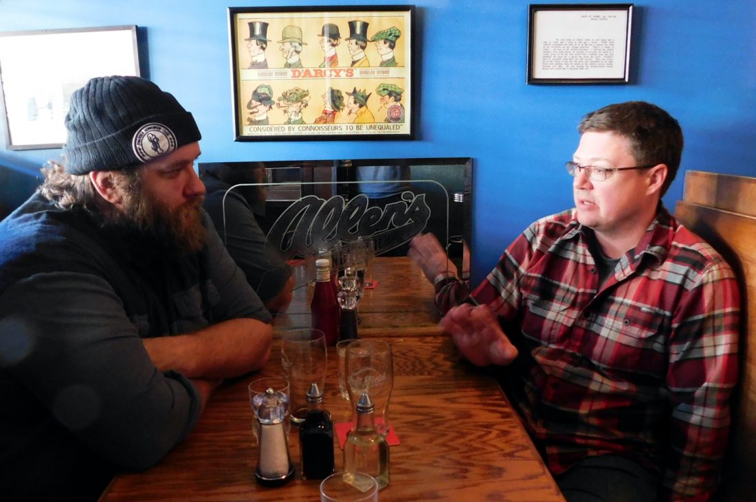 Jeff Broeders and Matt Tweedy talk craft beer at Allen's on the Danforth.